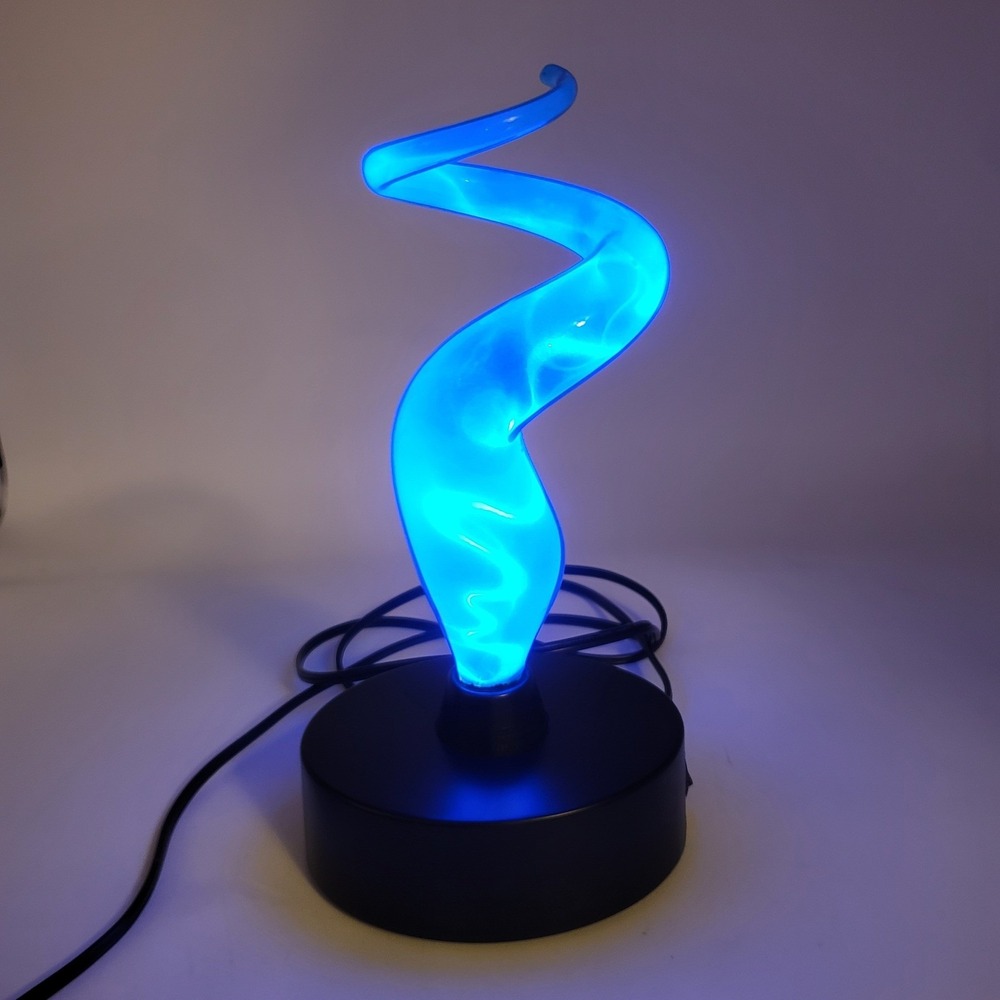 VTG LumiSource Mini Electra Plasma Lamp Blue Glass Spiral Art Lamp 2002